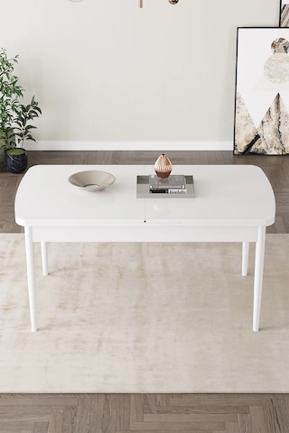 Familieconcept Almira Serisi, Beyaz 80x132 Açılabilir Mdf Mutfak Masası Takımı 6 Adet Sandalye Cappuccino