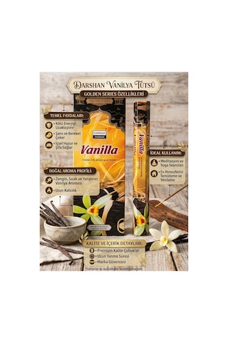 Darshan Golden Series Vanilla Vanilya Çubuk Tütsü 20 Adet