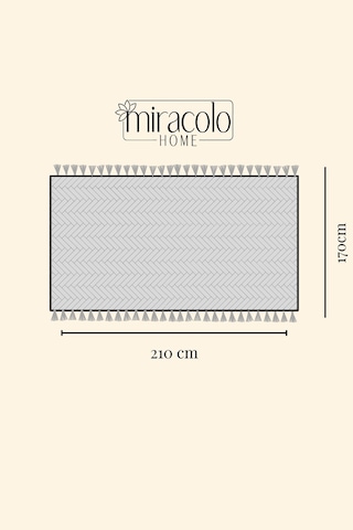 Miracolo Home Pamuklu Önden Saçaklı 170x210 Koltuk Örtüsü Atrasit