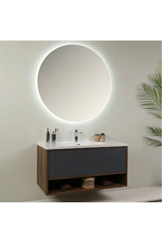 Kobos Elegant 100 Cm Banyo Dolabı Seti Miling Oak + Argento Antrasit
