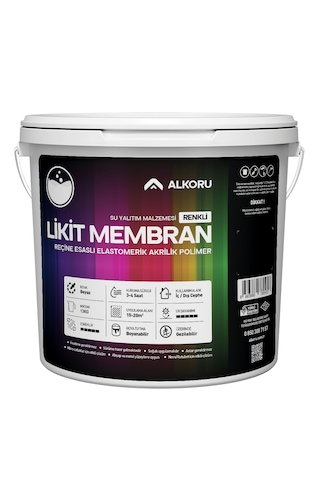 Alkoru 13 Kg Beyaz Likit Membran Renkli Reçine Esaslı