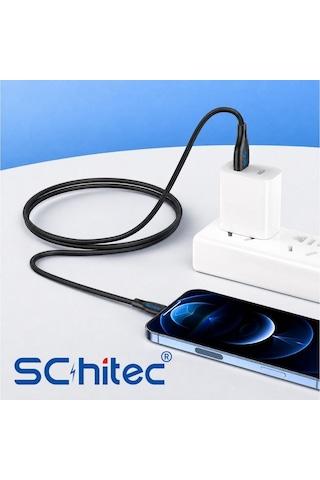 Schitec Usb-a To Lightning 30w Hızlı Data Ve Şarj Kablosu 1m Siyah Hg/c-09al 30 W
