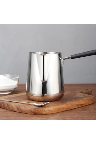 Jeemson 600ml Çelik Çelik Süt Isıtıcı Tencere, Şeker Kaynatma, Çikolata Eritme,刻度lü, Uzun Saplı, Tüm Ocak Tipleriyle Uyumlu Gümüş