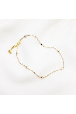 X-lady Accessories Altın Renk Kadın Gold Renk Top Zincir Bileklik - 2398 Çok Renkli