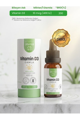 Erbatab Kids Vitamin D3 400 Iu Damla 20 ML