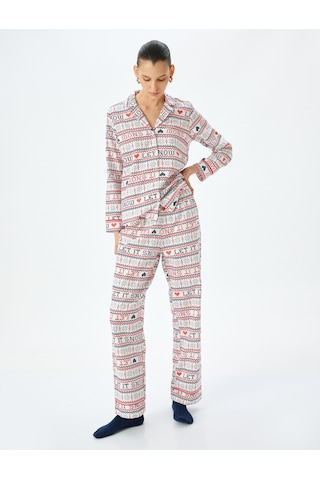 Koton Yılbaşı Temalı Pamuklu Pijama Altı Kırmızı Desenli 5wlk50018mw Kırmızı Desenli Kırmızı