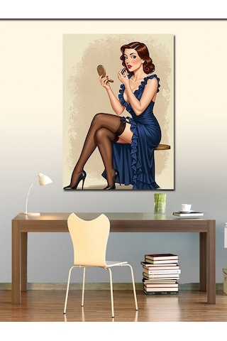 Kanvas Tablo Retro Kadın Ve Ayna 50cmx70cm