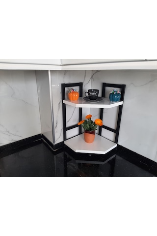 Tezgah Üstü Köşe Raf İkili Beyaz