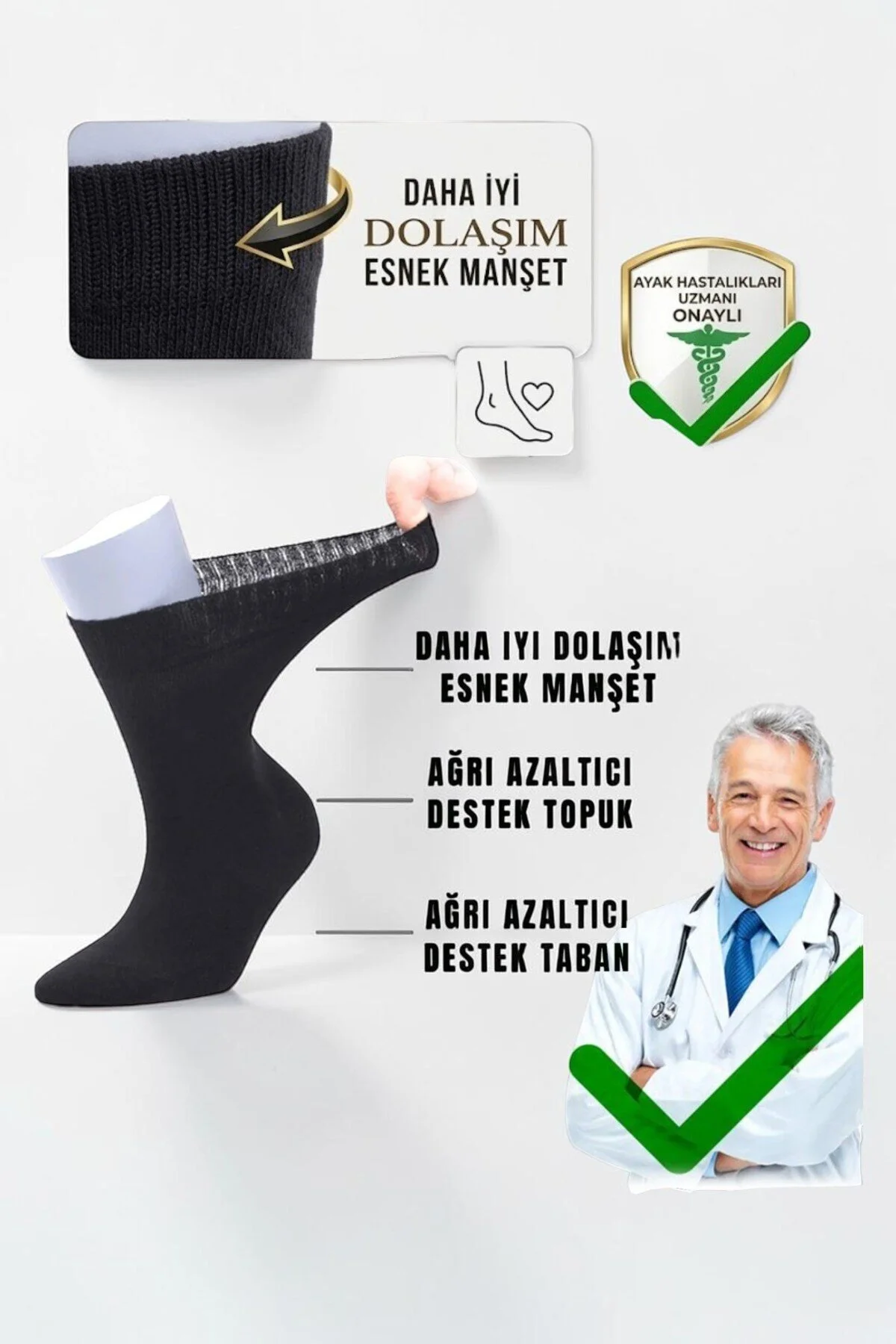 İbrahim Berk 4'lü Erkek Kadın Diyabetik Çorap Şeker Hastaları Için Uzun Çorap 4 Adet Siyah İbrahim Berk 4'lü Erkek Kadın Diyabetik Çorap Şeker Hastaları Için Uzun Çorap 4 Adet Siyah
