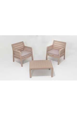 Lara 1+1 S Bahçe Balkon Teras Oturma Grubu Minderli - Cappucino