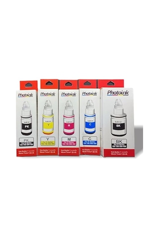 İnk 100 Ml Canon Uyumlu Photo Ink, 5 Kartuşlu Canon Yazıcılar Için Uyumlu 5 Adet Mürekkep Seti Akıllı Mürekkep