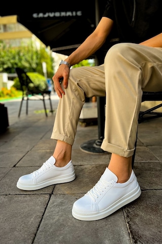 Roof Atelier Erkek Beyaz Bağcıklı Spor Ayakkabı - 979 - Santoni Crt Spor Beyaz