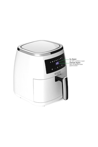 Wiami Airfryer 5 Lt Beyaz Yağsız Fritöz -