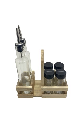 Ahşap Doğal Baharatlık Yağdanlık Ve Peçetelik Takımı Uzun Başlık Set Kavak-ıhlamur 1 Set Ahşap