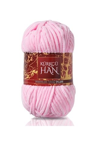 Kürkçü Han Kadife 100 G 95 M Örgü İpi Khkad Toz Pembe