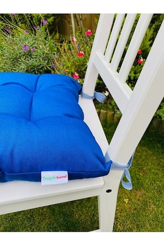 4lu Mavi Sandalye Minderi-40x40 Cm Bağcıklı Sandalye Minderi-bahç