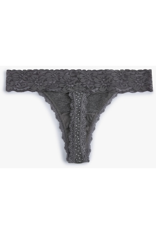 Koton Tanga Külot Dantelli Puantiyeli Gri Desenli 4slk30110mk Gri