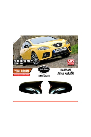 Seat Leon Mk2 2005-2008 Makyajsız Kasa İle Uyumlu Batman Yarasa Ayna Kapağı Piano Black Abs Plastik 00 Şüscaroto Aksesuar