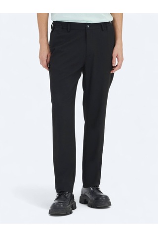 Kip Siyah Düz Dokuma Jogging Fit Casual Pantolon