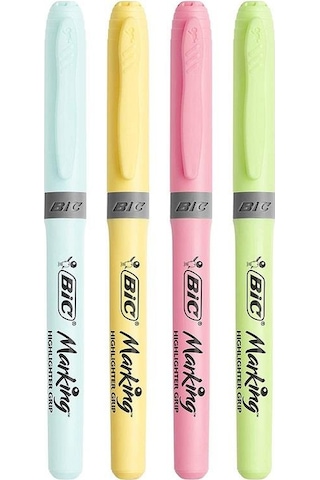 Bic Fosforlu Kalem Brite Liner Grip Pastel 4'lü Çok Renkli