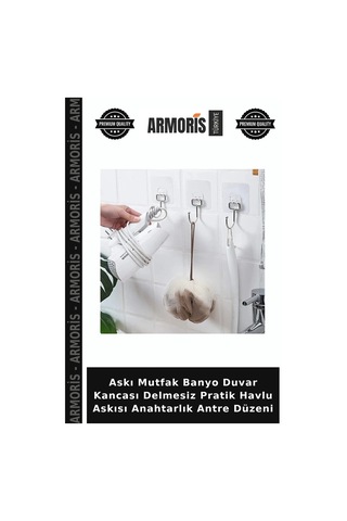 Askı Mutfak Banyo Duvar Kancası Delmesiz Pratik Havlu Askısı Anahtarlık Antre Düzeni Diğer