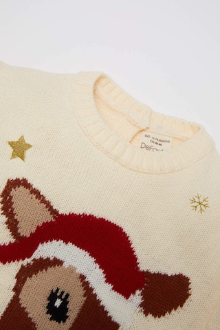DeFacto Kız Bebek Bisiklet Yaka Yılbaşı Temalı Triko Kazak C8418A524WNBG744 Bej