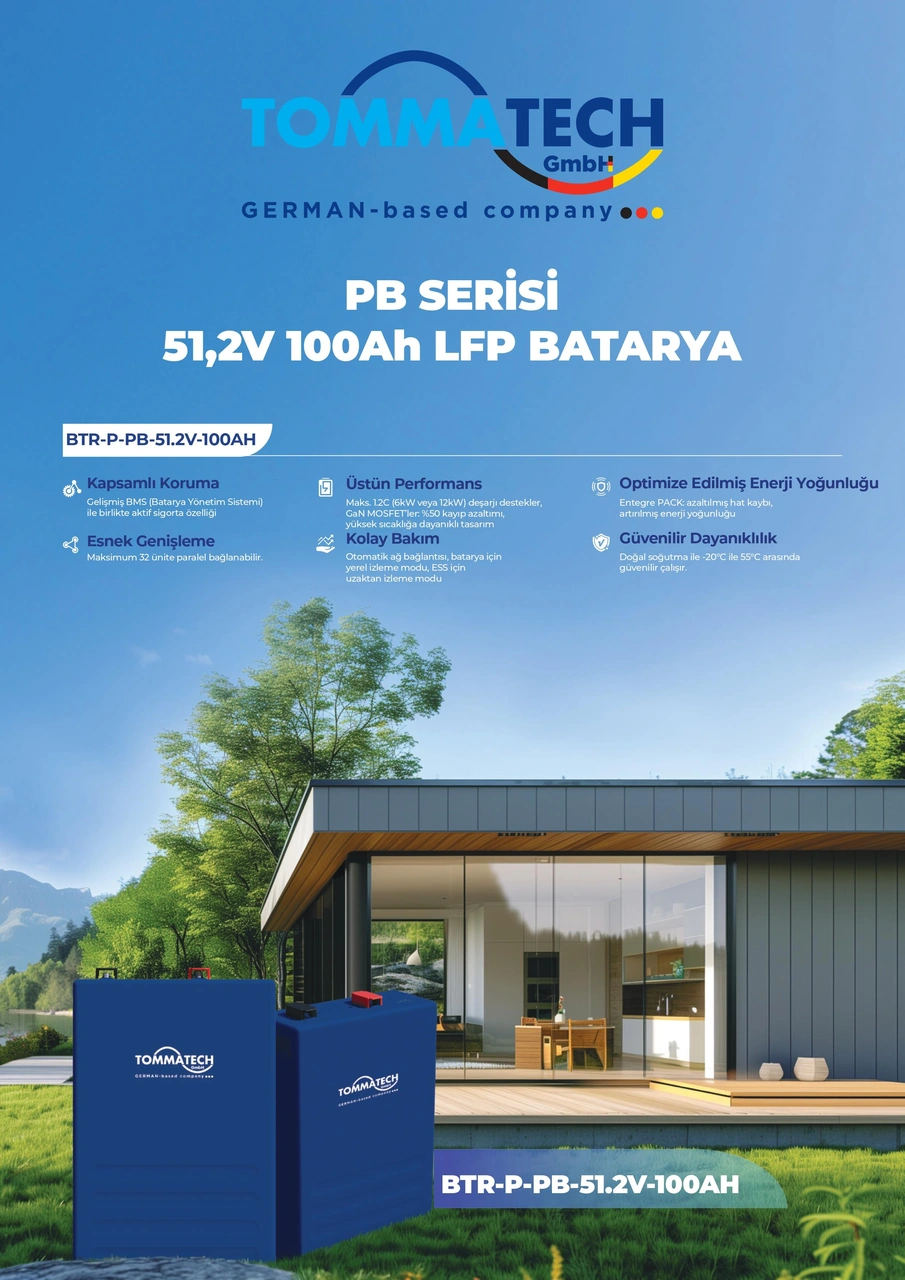 Tommatech Modüler Serisi 51.2 V 102ah Pb Lfp Lityum Batarya