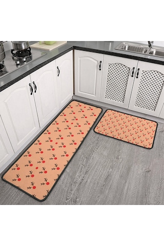 Noel Desenli 2'li Mutfak Matı, Anti-yorgunluk, Yastıklı Ve Kaymaz, Mutfak Ve Ofis İçin Noel Geyik Burunu