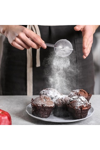 Leezsing 304 Paslanmaz Çelik Gıda Seviyesi, Un, Baharat, Kakao Süzgeci - Profesyonel Ve Ev Fırını Kullanıma Uygun, Kolay Temizlenir Çok Renkli