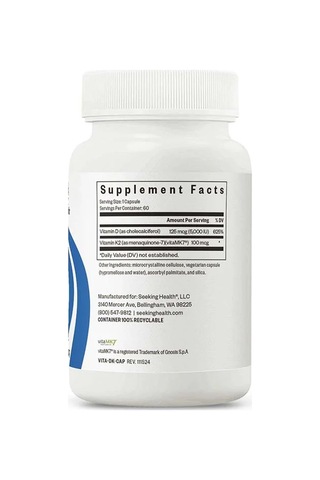 Vitamins D3 And K2, 60 Capsules