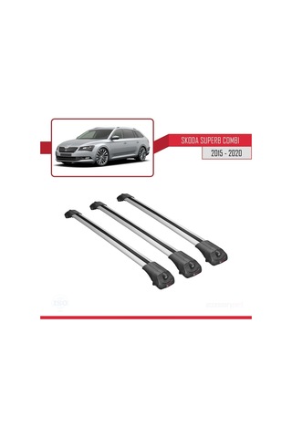 Skoda Superb Combı 2015-2020 Arası İle Uyumlu Ace-1 Ara Atkı Tavan Barı Gri 3 Adet Bar