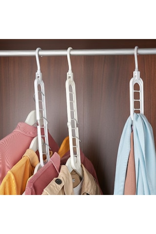 Porsima Org-250 6 Adet Çok Fonksiyonlu Dolap Içi Düzenleyici Organizer Sihirli Askı Tişört Gömlek Elbise Askısı Beyaz