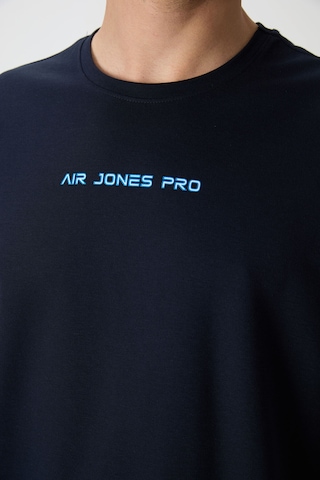 Air Jones Tommy Life Lacivert Pamuklu Kalın Yüzeyi Dokulu Oversize Fit Baskılı Erkek T-shirt - 88364 Lacivert