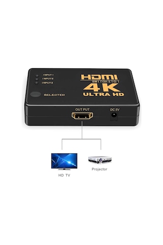 Lunatic 7032 Hdmi Switch 3 Port Çoklayıcı Kumandalı Hdmı 3 Giriş 1 Çıkış 4k 2k 3 Port 3 1 Hdmı Ultra