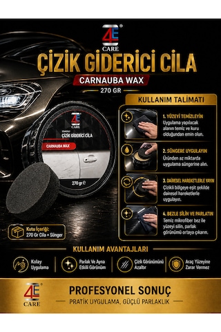4e Ultimate Polish: Profesyonel Çizik Giderici, Boya Temizleyici Ve Ayna Etkili Cila Seti - 270 Gr Sünger & Bez li