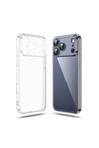 İphone 17 Pro Max Uyumlu Kamera Korumalı Şeffaf Esnek Silikon Kılıf Şeffaf