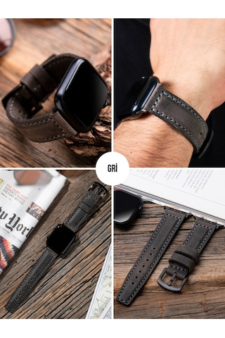 Apple Uyumlu Watch 42 44 45 49 Mm Ultra Deri Kordon Crazy