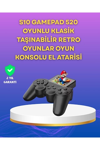 Mey İthalat 2.4 İnç Ekranlı 500 Oyunlu Taşınabilir Retro Oyun Konsolu, Şarjlı El Tipi Mini