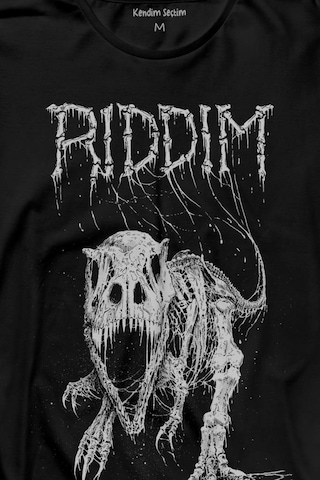 Riddim Dinazor T-rex Metal Rock Dinosaurs Gothic Uzun Kollu Tişört Baskılı T-shirt 001