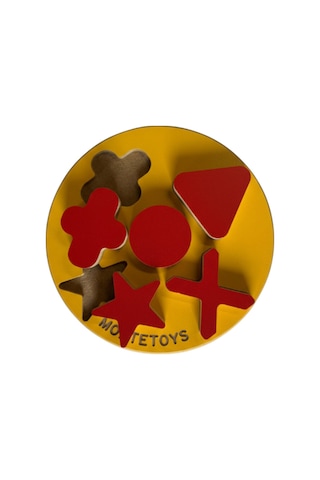 Montessori 5 Parça Yuvarlak Renkli Geometrik Eğitici Ahşap Puzzle