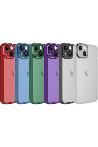 Apple Uyumlu iPhone 14 Plus Kılıf Kamera Korumalı Transparan Zore Post Kapak Derin Mor