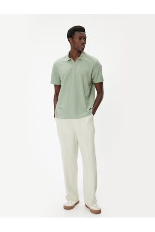 Koton Polo Yaka Tişört Slim Fit Kısa Kollu Pamuk Karışımlı Yeşil 4sam10360mk Yeşil
