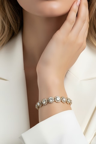 Eva Takı Store Çiçek Model Elmas Görünümlü Gold Renk Bileklik Altın