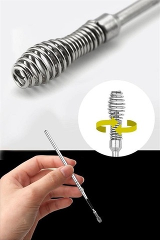 Ollevra 6 Parça Paslanmaz Çelik Kulak Balmumu Toplayıcı Çıkarıcı Temizleyici Bakımı Çubuk Seti Gri