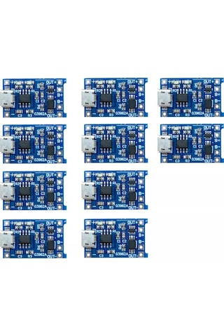 Goujon Li-ion 18650 Şarj Modülü, Tp4056 Micro Usb, 10 Adet 250138899
