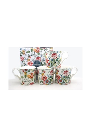Heritage Sicily Bone China Coffee Mug Çiçek Desenli Kupa Kırmızı