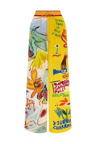 Alemais Çarpıcı Geniş Paça Pantolon Çok Renkli