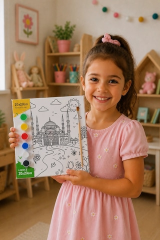 Çiçek Bahçesinde Sultanahmet Camii Şövalesiz Boya Seti 20x20