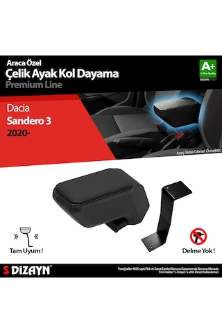 S-dizayn Dacia Sandero Kol Dayama Kolçak Çelik Ayaklı Abs Siyah 2020 Üzeri A+kalite
