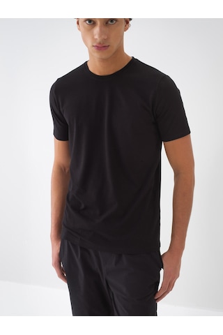 Xint Siyah Pamuk Dokulu Slim Fit Tişört 502069